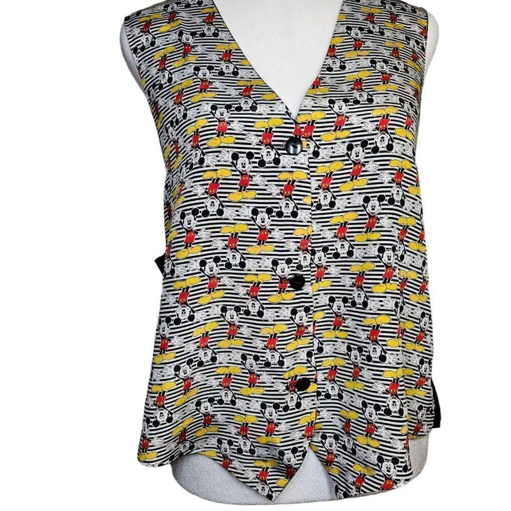 Vintage 90s Disney Vest Mickey & Co OS One Size Mickey Mouse Logo Print